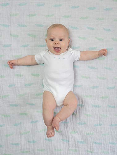 SwaddleDesigns Cotton Muslin Swaddle Blankets, Set of 4, Receiving Blankets for Baby Boys & Girls, Best Shower Gift, 46x46 inches, Denim Indigo - color: Denim Indigo