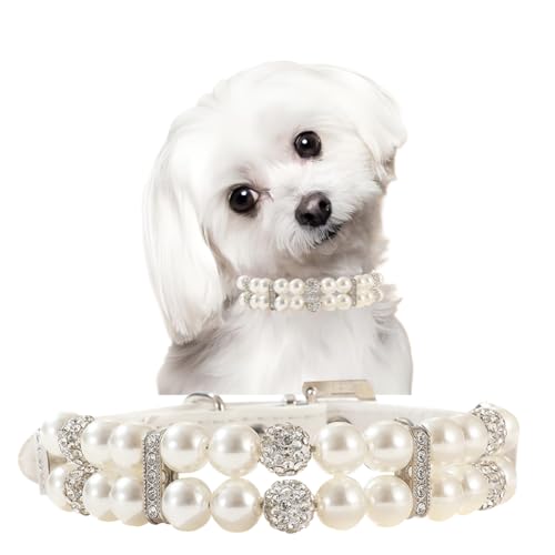 White Medium Dog Collars for Females, Bling Collar para Perros，Rhinestone Diamond Fancy Dog Collars for Female Dogs for XXS Xs Small Medium Girl Dogs Pet,M - color: White, size: M Neck 11-13''(Tag L)