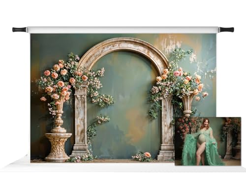 Kate Floral Arch Photography Backdrops Green Wall Background Fine Art Vintage Photo Background Studio Props,7x5ft - size: 7x5ft