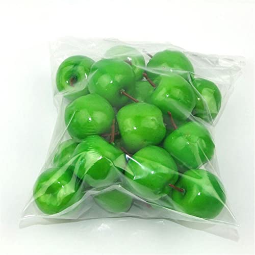 20Pcs Mini Fake Lemon Strawberry Oranges Fruit,Plastic Foam Vegetables Fruit as Home Party Ornament Craft Photography Props Gift 3-6CM(Green) - size: Green