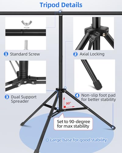 Hemmotop 7x5ft (HxW) T-Shape Photo Backdrop Stand, Portable Green Screen Stand Only with 5 Clip Clamps and Carry Bag, Adjustable Background Support Kit for Birthday, Baby Shower, Parties, Photoshoots - size: 7x5ft