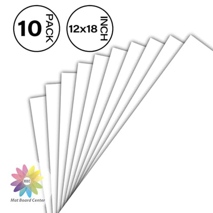 Mat Board Center, 10 Pack 12x18 White Backing Boards, Cardboard Backing for Frames, Prints, Arts, Photos and More - size: 12x18