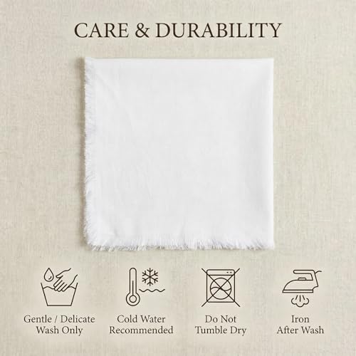 ACCENTHOME White Cotton Linen Napkin Set of 12 18x18 inch Dinner Napkins - Washable Soft Premium Hotel Quality Reusable Hemmed Edges Napkins Perfect Table Linens for Family Dinners, Weddings - color: 12 - White, size: 18"x18" - Pack of 12