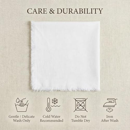 ACCENTHOME White Cotton Linen Napkin Set of 12 18x18 inch Dinner Napkins - Washable Soft Premium Hotel Quality Reusable Hemmed Edges Napkins Perfect Table Linens for Family Dinners, Weddings - color: 12 - White, size: 18"x18" - Pack of 12