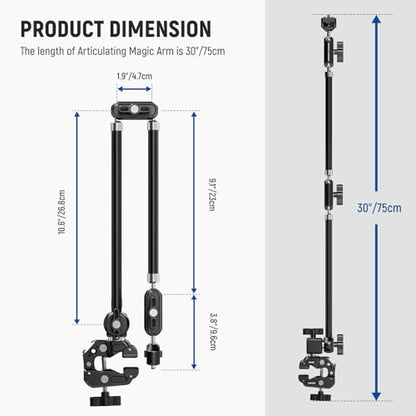 NEEWER 30" Articulating Magic Arm with Super Clamp/Action Cam Mount/Phone Holder, Overhead Camera Desk Mount Mic Boom Stand, Compatible with GoPro iPhone DSLR Webcam Microphone Video Recording, UA056 - style: UA056