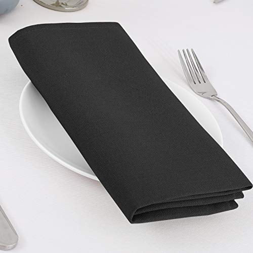 H.VERSAILTEX Cloth Napkins Set of 12 (18" X 18") Linen Textured Dinner Napkins Waterproof Extra Soft Thick Durable Reusable Napkins with Hemmed Edges for Dinners, Weddings and Everyday Use, Black - color: Black, size: 18" x 18" (Square)