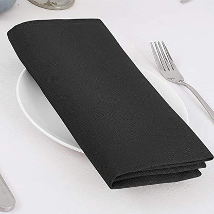 H.VERSAILTEX Cloth Napkins Set of 12 (18" X 18") Linen Textured Dinner Napkins Waterproof Extra Soft Thick Durable Reusable Napkins with Hemmed Edges for Dinners, Weddings and Everyday Use, Black - color: Black, size: 18" x 18" (Square)