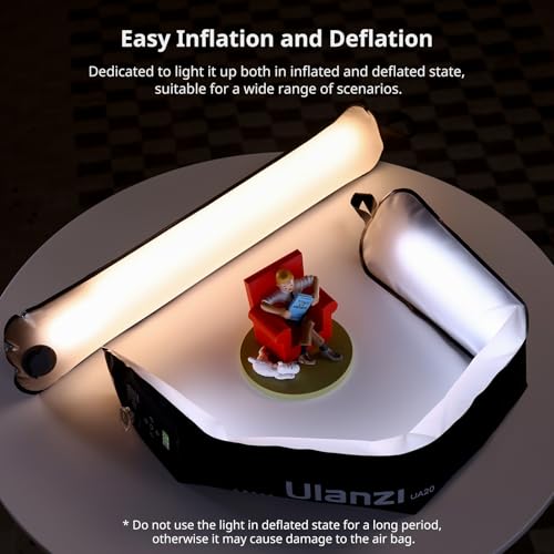Ulanzi UA20 20W Bi-Color Inflatable Tube Light, Portable Handheld Magnetic 2700K to 6500K CRI 95+ Air Video Streaming Light 1/4" Mount Photography Lighting Stick - size: 20W Bi Color