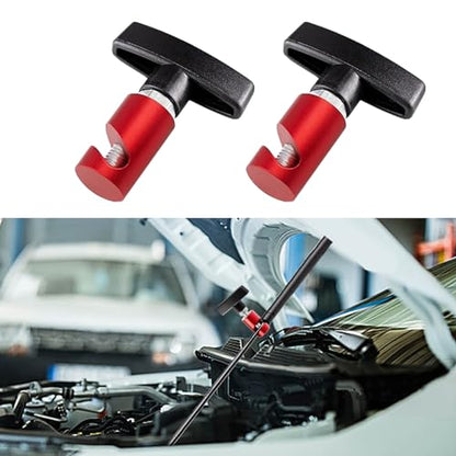 2PCS Car Hood Prop Rods, Lift Support Clamp Hood Stay Holder Piston Stop Tool, 0.39'' Car Hood Stopper Strut Shock Holder Car Accessories Work for Tailgates and Trunks (Red)