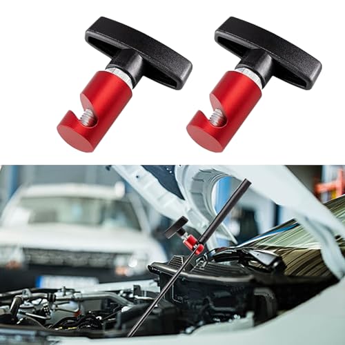 2PCS Car Hood Prop Rods, Lift Support Clamp Hood Stay Holder Piston Stop Tool, 0.39'' Car Hood Stopper Strut Shock Holder Car Accessories Work for Tailgates and Trunks (Red)