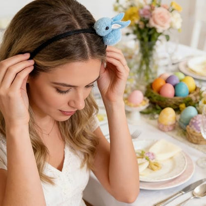 Pvoiue Easter Bunny Headband - Cute Plush Rabbit Hair Band for Women - color: Blue