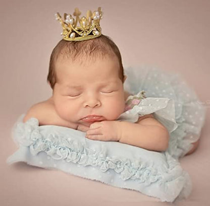 Newborn Baby Photo Shoot Props Outfits Faux Pearl Mini Crown Rhinestone Tiara Infant Photography Props Rhinestone Party Crown