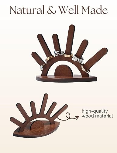 Wooden Ring Holder, Evil Eye Ring Display Wood Ring Stand, Cute Jewelry Display for Ring Display Stand, Christmas Birthday Engagement Gift for Women Her - color: Brown Wood
