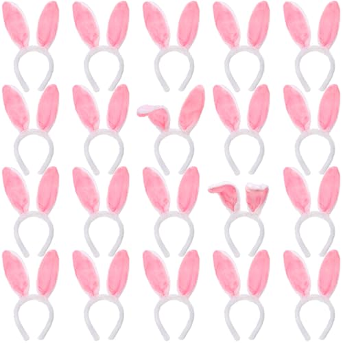 Yesland 20 Pack Bunny Ears Headband, Plush Easter Rabbit Ear Hairband for Easter Birthday Halloween Party Favors