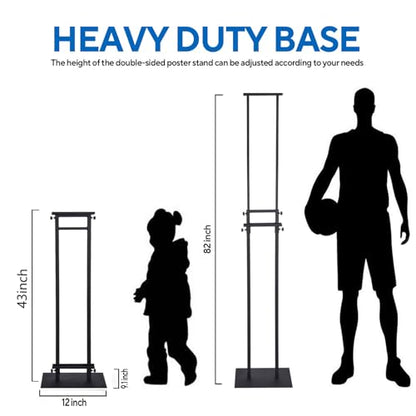 Floor Poster Board Stand, Double-Sided for Board & Foam Sign, Adjustable Metal Sign Holder, Height Up to 82Inches Poster Stand for Display Pedestal Sign Stand (1 Pack Poster Stand) - size: 1 Pack Poster Stand