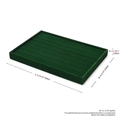 7 Slots Velvet Jewelry Tray Ring Earring Display Tray Jewelry Drawer Organizer Ring Earring Holder Storage (Green) - size: 7 Slot
