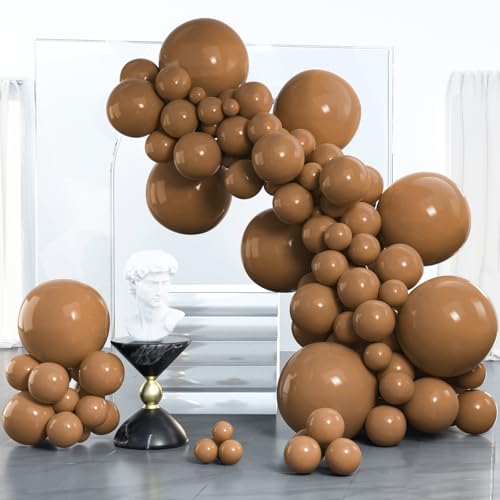 PartyWoo Brown Balloons 100 pcs Different Sizes of 18 12 10 5 Inch Boho Neutral Coffee Dark Brown Balloon Arch Kit Garland for Wedding Baby Shower Gender Reveal Birthday Party Decorations Brown-F09 - color: Brown-f09, size: 5/10/12/18 inch