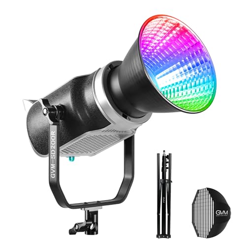 GVM RGB Video Light Kit, 200W Bi-Color Led Video Lighting with DMX Bowens Mount Softbox & Stand, Studio Light for Photography Shooting with COB Lamp Bead, 8 Lighting Effects, 2700K~7500K CRI 97+ - size: SET1