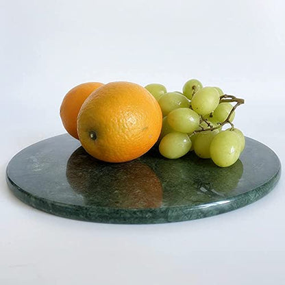 Natural Round Marble Tray Glossy Pastry Board for Dessert, Cheese, Coffee, Smooth on Both Sides (Green) - color: Green
