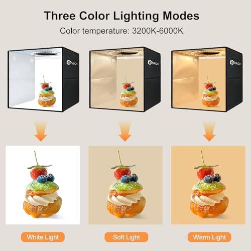 12x12 Inch Portable Folding Photo Studio Box with Dimmable Ring Light, 3 Color Temperatures & 6 Backdrops for Product Photography, YouTube Videos, Smartphone - size: 12×12 inch