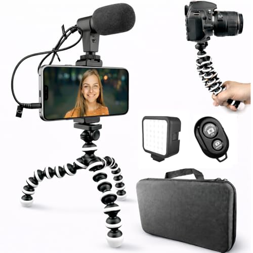 Starter Vlogging Kit for iPhone,with 10" Tripod, 36 LED Light, Phone Holder Mount and Mini Shotgun Microphone for Live Stream, Vlogging, YouTube, Instagram TikTok (5) Complete Creator Kit - size: 5) Complete Creator Kit