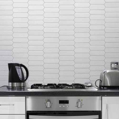 DICOFUN 10 Sheets Brushed Metal Long Hexagon Peel and Stick Backsplash, 12"x12" PVC Stick on Backsplash Wall Tiles for Kitchen and Bathroom - color: Brushed Metal, size: 10 Sheets, 12"x12"x0.12"