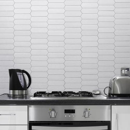 DICOFUN 10 Sheets Brushed Metal Long Hexagon Peel and Stick Backsplash, 12"x12" PVC Stick on Backsplash Wall Tiles for Kitchen and Bathroom - color: Brushed Metal, size: 10 Sheets, 12"x12"x0.12"