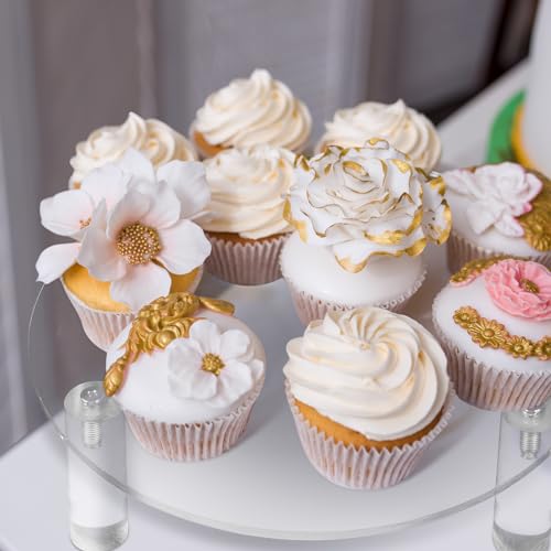 Lineshading 3 Pcs Round Acrylic Display Riser Clear Round Stands Clear Pedestal Riser Board for Cake Plant Dessert Jewelry Collectible Cupcake Figure Wedding Birthday Party Decor(5'', 6'', 8'') - size: 5'',6'',8''