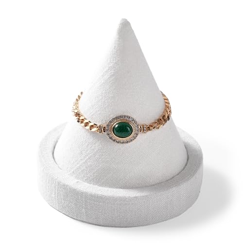 Linen Single Bracelet Bangle Display Stand Jewelry Bracelet Bangle Cone Display for Selling - color: White