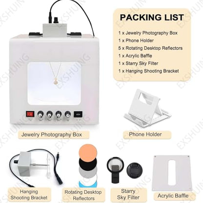 Photo Studio Light Box, Jewelry Photography Light Box with Turntable – Auto 360° Rotation, Hanging Bracket Included, 3000-5500k, 22000lux, CRI>92%, for Small Item Photography(TB20) - color: TB20