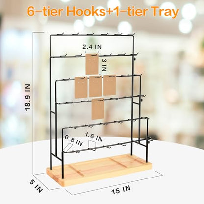 Jewelry Display for Vendors, 36 Hooks Earring Display Stands for Selling, Earring Holder Organizer for Earring Cards, Bracelets, Necklaces, Rings, Keychains Retail-Burlywood - style: 6T-Burlywood