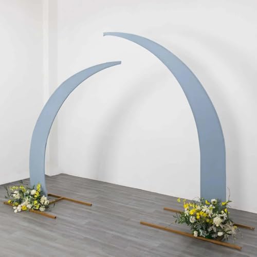 Efavormart 2 Pack Dusty Blue Spandex Half Crescent Moon Arch Covers, Double-Sided Fabric Backdrop Sleeves for 6.5ft and 8ft Curved Stand Decor - color: Dusty Blue, size: Cover Set - 6.5ft & 8ft