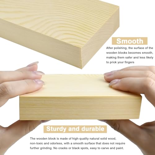 Unfinished Wood Blocks for Crafting, 4 Pcs Unfinished Wood Carving Blocks, 4X6X1 Inch Solid Wood Carving Blocks for Crafts DIY Projects Art Classes Photo Blocks Beginners and Adults - size: 4x6x1 Inch
