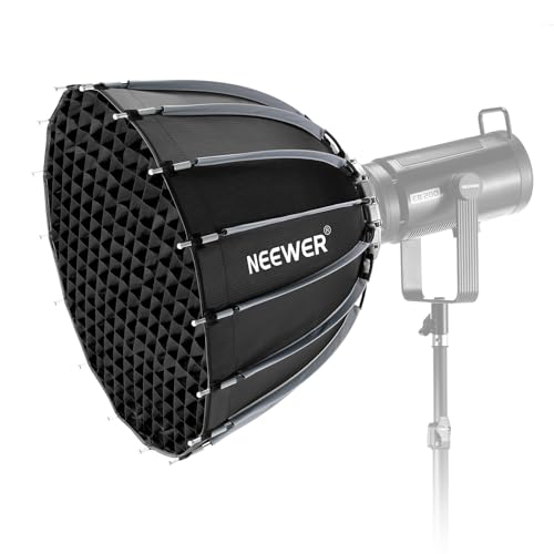 NEEWER Basics Parabolic Softbox Kit, 21.7" Quick Release Bowens Mount Soft Box Light Diffuser Compatible with Godox Compatible with Aputure 600d Studio Photography Video Recording Lighting, NS36P - style: 21.7"/55cm Parabolic