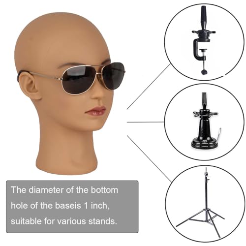 Hairway Female Professional Cosmetology Training Mannequin - Bald Mannequin Head for Wigs Making and Display - With Free T-Pins (Light Brown 21.5 Inch) - color: Female Bald Head 21.5“ Light Brown