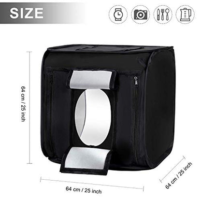 Photo Studio Light Box 24''x24'' with LED Lights, Collapsible Photography Photo Background Shooting Tents with 4 Photo Backdrops(Black, White, Blue,Green) 5500K US Plug - size: 24''×24''
