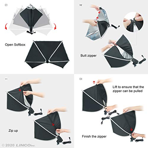 LINCO Lincostore Mini Softbox Lighting Kit 8x8inch, Table Top Photography Lighting for Studio Lighting, Portable Small Softbox Light for Photography Video Portrait Table Top Desk Light