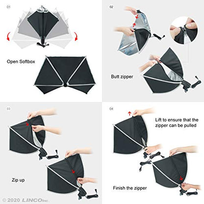 LINCO Lincostore Mini Softbox Lighting Kit 8x8inch, Table Top Photography Lighting for Studio Lighting, Portable Small Softbox Light for Photography Video Portrait Table Top Desk Light