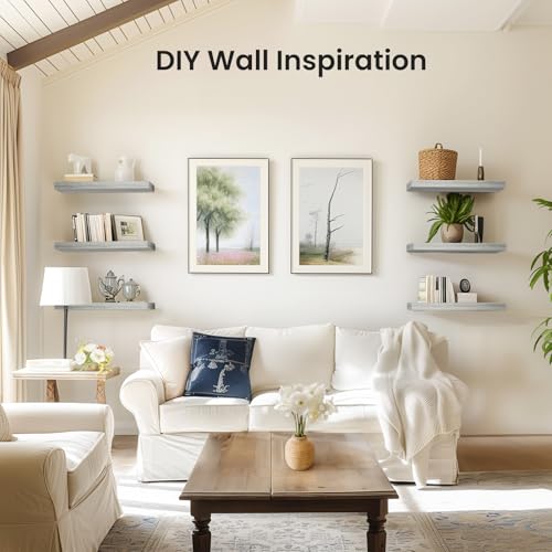 AMADA HOMEFURNISHING Floating Shelves, Wall Shelves for Bathroom/Living Room/Bedroom/Kitchen Decor, Grey Shelves with Invisible Brackets Set of 3 - AMFS07G - color: Grey, size: 15.7 Inches