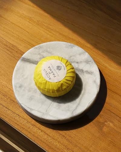 Natural Round Marble Dish Tray— Luxurious Grey Marble, Hand-Honed Matte, Resin-Free Multi-use for Home Decor, Jewelry, Trinket Tray, Soap Dish, Dispenser Base, Key Holder (4.7'', Grey)