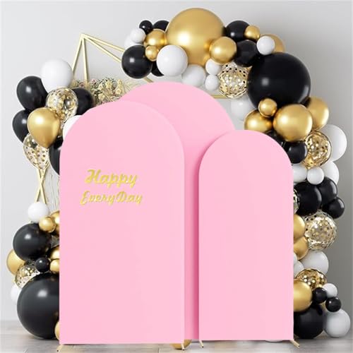 HAINARverS Set of 3 Wedding Arch Cover 6FT,6.6FT,7.2FT Spandex Fitted Stretchy Arch Stand Covers,2 Sided Round Top Chiara Backdrop Cover for Birthday Party Banquet Baby Shower Arch Decoration(Pink) - color: Pink, size: 6FT,6.6FT,7.2FT