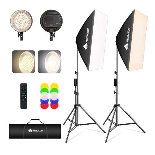 Softbox Photography Lighting Kit, 2Pcs 25" x 28" 75W COB LED Softbox with Remote, 2700K-5600K, Adjustable Light Stands & Gel Filters, Portable Photography & Video Kit for Studio Lights