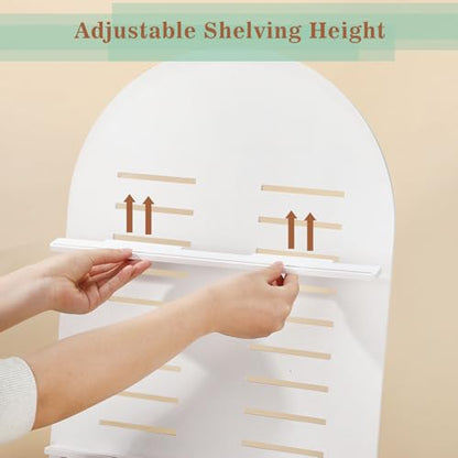 DoubleFill 5 Tier Wooden Earring Display for Vendor Arch Jewelry Display Stand Rack with Adjustable Height for Retail Selling - color: Grey White