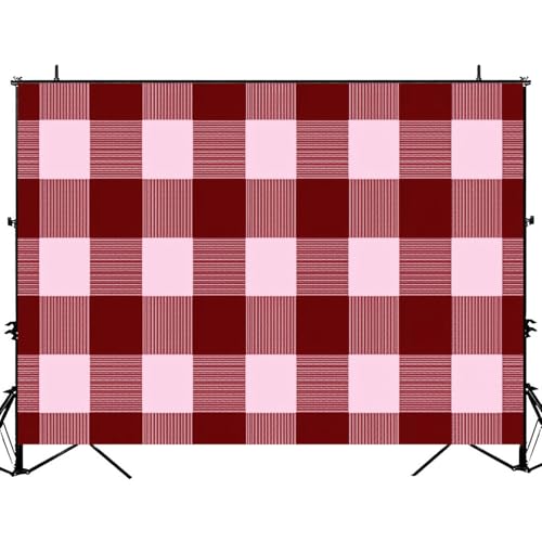 5x7ft Photography Backdrop Red Pink Gingham Plaid Striped Accents Photo Backdrop Photography Background for Photoshoot Portrait Video Party Photo Studio Prop Booth - color: Color7