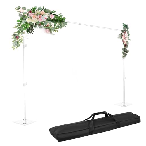EMART Backdrop Stand, 6.5x10 ft Adjustable Photo Background Pipe and Drape Photography Kit with Heavy Duty Metal Flat Base for Parties, Wedding, Video Studio, Birthday - White - color: White