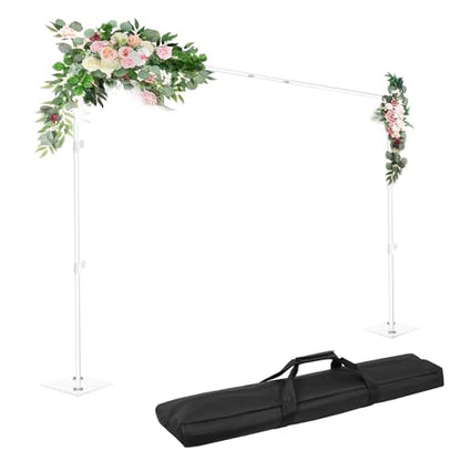 EMART Backdrop Stand, 6.5x10 ft Adjustable Photo Background Pipe and Drape Photography Kit with Heavy Duty Metal Flat Base for Parties, Wedding, Video Studio, Birthday - White - color: White
