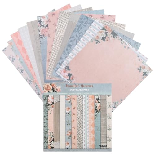 12 Sheets Scrapbook Paper Pads, 12 Designs 6"x6" Single Sides Patterned CardStock Papers, 160gsm Decorative Background Craft Paper, Scrapbooking Pad for Card Making DIY Projects(Floral) - color: Floral