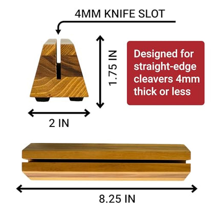 Cleaver Stand | 8.25-inch wood meat cleaver knife storage block (Teak, 4mm) - size: 4mm