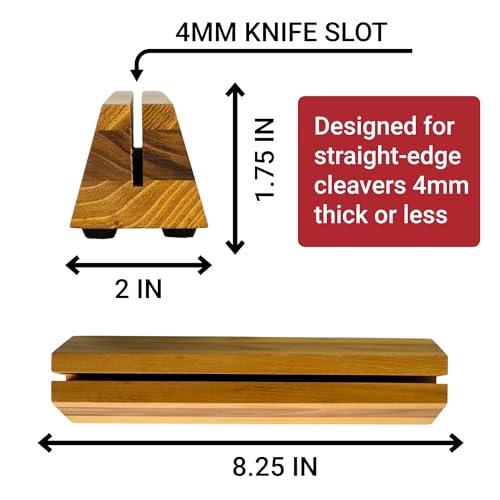 Cleaver Stand | 8.25-inch wood meat cleaver knife storage block (Teak, 4mm) - size: 4mm