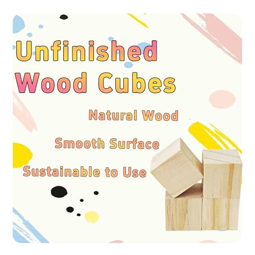 30Pcs 1inch Unfinished Natural Wooden Cubes, Square Craft Wood Blocks for DIY Projects, Blank Wood Squares for Art, Building, Personalized Crafts, Wedding Decor, and Creative Displays - size: 2.5cm